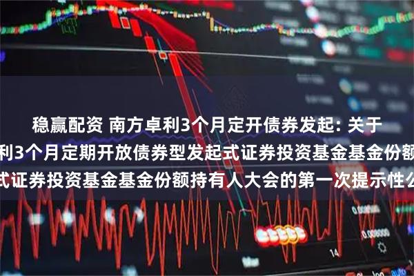 稳赢配资 南方卓利3个月定开债券发起: 关于以通讯方式召开南方卓利3个月定期开放债券型发起式证券投资基金基金份额持有人大会的第一次提示性公告