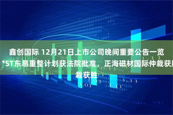 鑫创国际 12月21日上市公司晚间重要公告一览:*ST东易重整计划获法院批准,正海磁材国际仲裁获胜